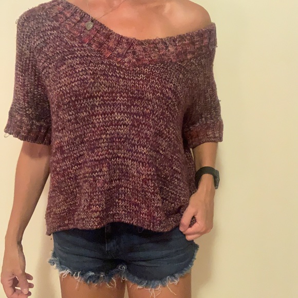 Dark red / wine Rib knit fabric (Tricot ) blouse - Picture 3 of 3